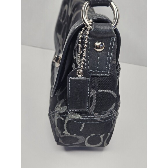 COACH Twist Lock Shoulder Bag Black Canvas Leather Trim C0769-10993Braided - Picture 9 of 11